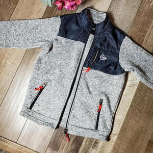 Dunlop Sport Outdoors Premium Boys Size 7 Fleece Hooded Zip-Up Jacket Gray Blue